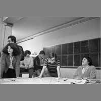 José Garçon, Jean-Claude Zagdoun, Alain Dugrand, Marc Couty, Serge July, février 1980, rue de Lorraine ( © Photo Christian Poulin - 0430)